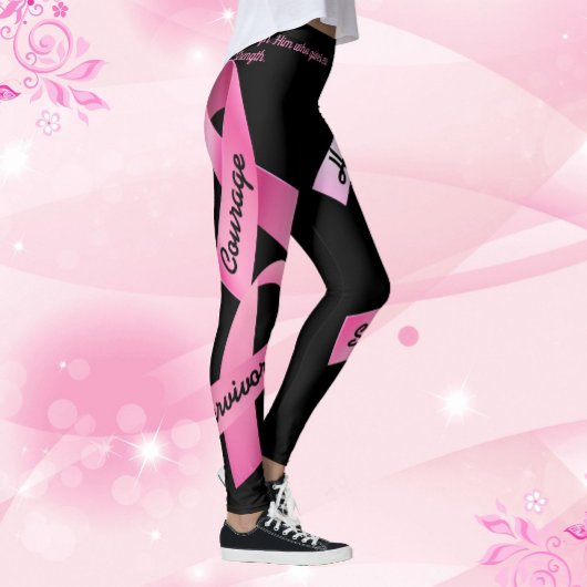 Roze lint Power Woorden personaliseren Sjabloon Leggings