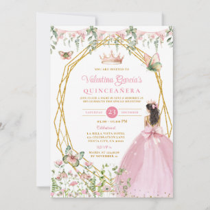 Roze lint prinses Quinceañera Vlindertuin Kaart
