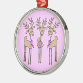 Roze Lint Rendier - Borstkanker Metalen Ornament (Links)