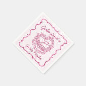 Roze Lint Retro Hart Coquette Cake Galentines Servet (Hoek)
