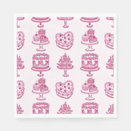 Roze Lint Retro Hart Coquette Cake Valentijnsdag Servet