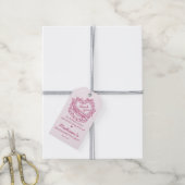 Roze Lint Retro Hart Coquette Taart Verlovingsfees Cadeaulabel (Met Touw)