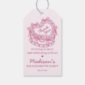 Roze Lint Retro Hart Coquette Taart Verlovingsfees Cadeaulabel (Achterkant)