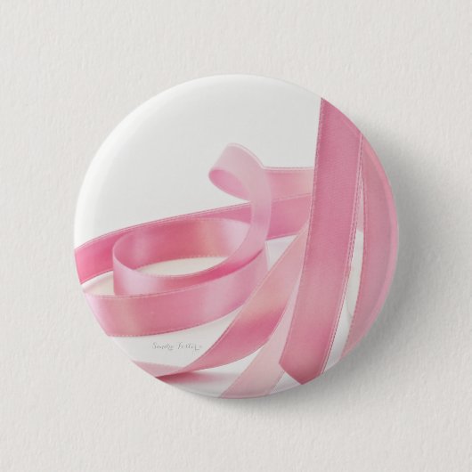 Roze lint ronde button 5,7 cm (Voorkant)