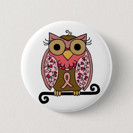 Roze lint ronde button 5,7 cm (Voorkant)