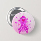 Roze lint  ronde button 5,7 cm (Voorkant /achterkant)