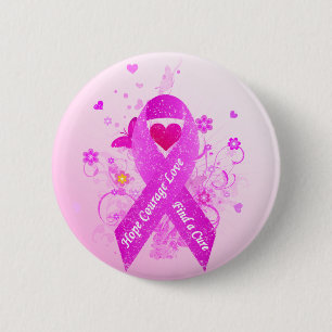 Roze lint  ronde button 5,7 cm