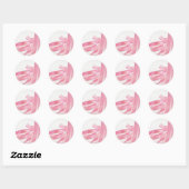 Roze lint ronde sticker (Vel)