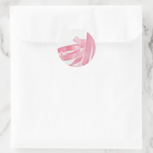 Roze lint ronde sticker (Tas)