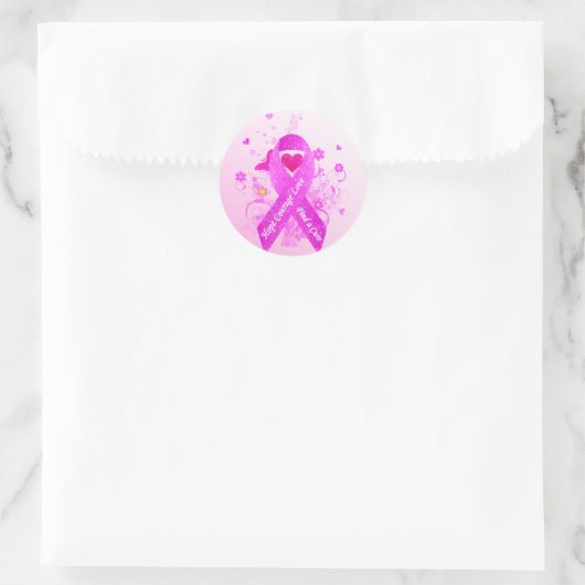 Roze lint  ronde sticker (Tas)