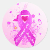 Roze lint  ronde sticker (Voorkant)
