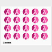 Roze lint ronde sticker (Vel)