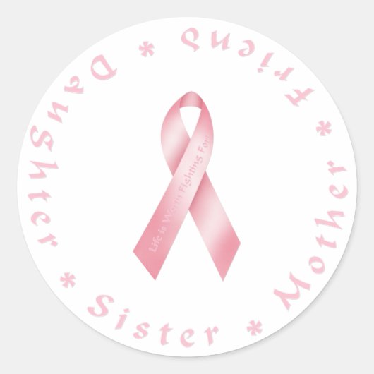 Roze lint ronde sticker (Voorkant)