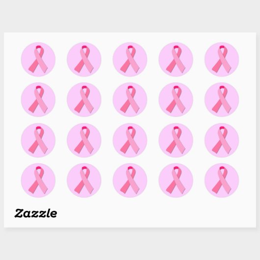 Roze lint ronde sticker (Vel)
