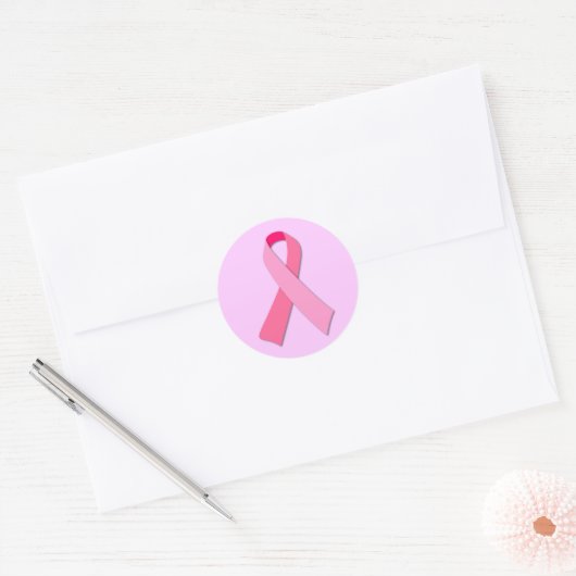 Roze lint ronde sticker (Envelop)