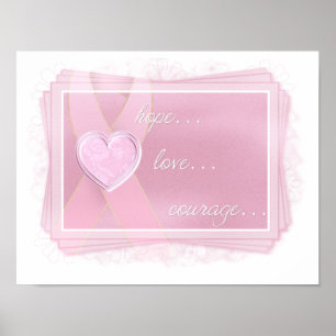Roze lint - Roze hart - Hope/Love/Courage Print
