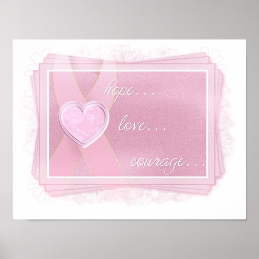 Roze lint - Roze hart - Hope/Love/Courage Print (Voorkant)
