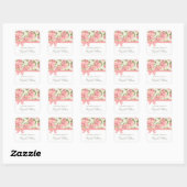 Roze lint  Rozen Vierkante Sticker (Vel)