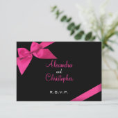 Roze lint RSVP-uitnodiging RSVP Kaartje (Staand voorkant)