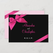 Roze lint RSVP-uitnodiging RSVP Kaartje (Voorkant / Achterkant)