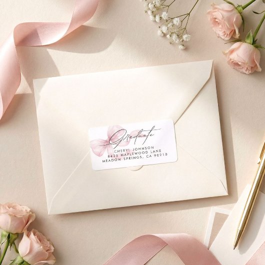 Roze Lint Script Afstudeer Retouradres Label