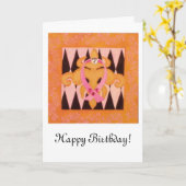 Roze lint serie: Verjaardag Kaart (Gele Bloem)