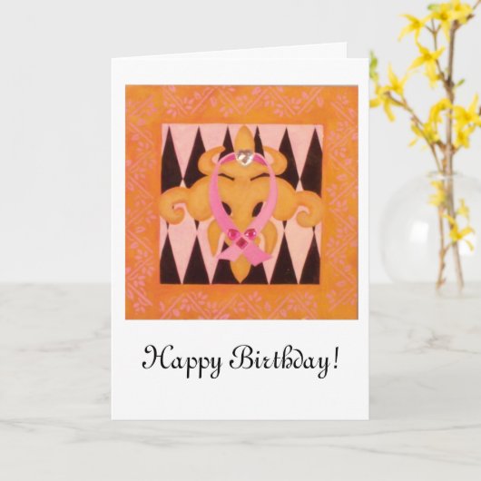 Roze lint serie: Verjaardag Kaart (Gele Bloem)