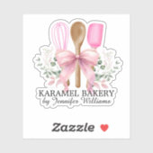 Roze Lint Servies Keukengerei Bakkerij Snij Vinyl Sticker (Vel)