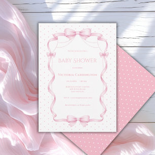Roze Lint Shabby Chic Vintage Baby Shower Kaart