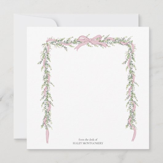 Roze lint slinger envelop voering bedankkaart (Voorkant)