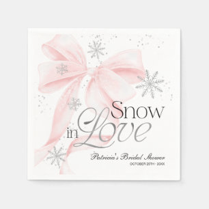 Roze lint & sneeuwvlokken Sneeuw in Love Bruilofts Servet