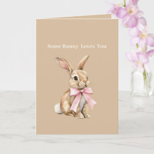 Roze lint Some Bunny Loves You Kaart