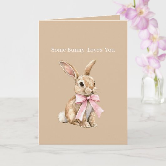Roze lint Some Bunny Loves You Kaart (Orchidee)