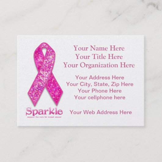 Roze lint Sparkle-cadeaus Visitekaartje (Voorkant)