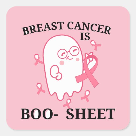 Roze lint spook borstkanker grappig Halloween Vierkante Sticker (Voorkant)