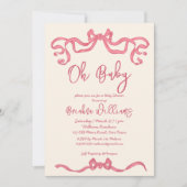 Roze lint stribble sketch baby shower kaart (Voorkant)