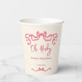 Roze lint stribble sketch baby shower papieren bekers (Achterkant)