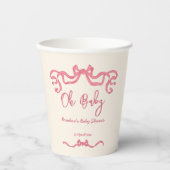 Roze lint stribble sketch baby shower papieren bekers (Voorkant)