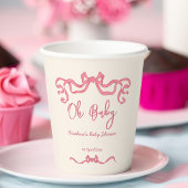 Roze lint stribble sketch baby shower papieren bekers