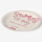 Roze lint stribble sketch baby shower papieren bordje (Gekanteld)