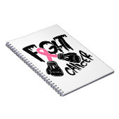 Roze lint-strijkstok-borstkanker-laptop notitieboek (Rechterzijde)