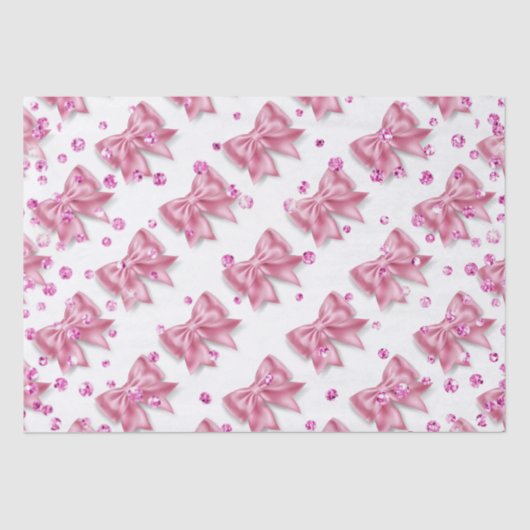 Roze lint strik shimmer patroon meisjesmeisjes tissuepapier (Voorkant)