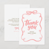 Roze lint strikje Whimsical Bruidsjonker Bedankkaart (Voorkant / Achterkant)