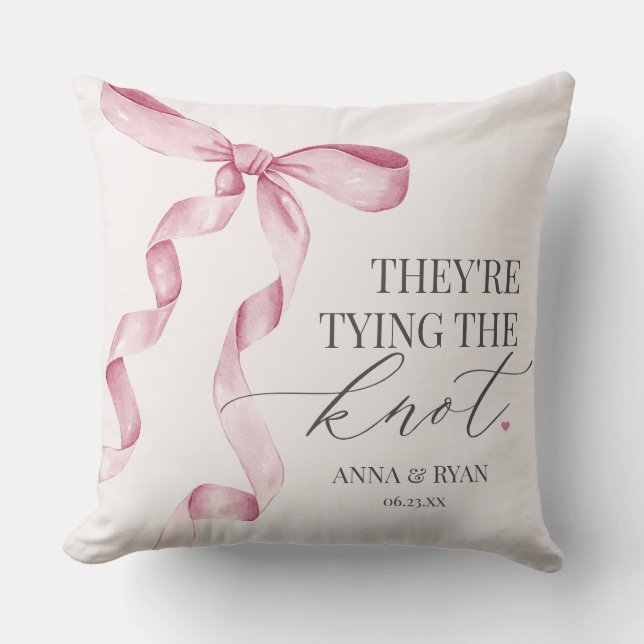 Roze lint strikken bruidsfeest cadeau kussen (Voorkant)