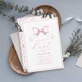 Roze lint strikken Bruiloftsfeest Kaart