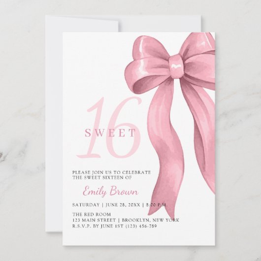 Roze lint Sweet 16 verjaardag Kaart (Voorkant)