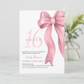 Roze lint Sweet 16 verjaardag Kaart (Staand voorkant)
