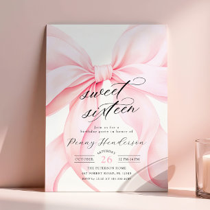 Roze Lint Sweet Sixteen Verjaardag Kaart