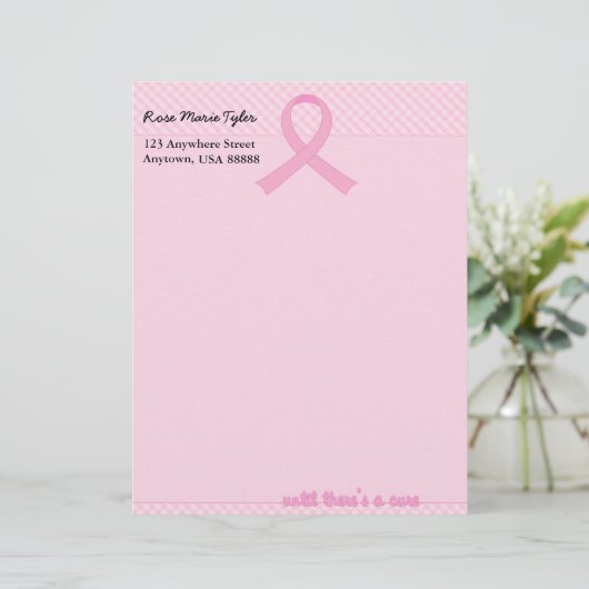 Roze lint Tartan Persoonlijk Briefhoofd (Staand voorkant)