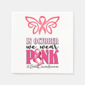 Roze lint thema voor borstkanker bewustzijn servet (Voorkant)